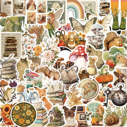 50pcs Retro Aesthetic Animals Cartoon Stickers for Travel Luggage Notebook Guitar Laptop Phone Stationery Water Bottle (ONLINE ORDER ONLY)
