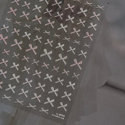 Chic Shiny Lace Pink Black White Bowknot Pearl Rhinestones Charming 3D Self Adhesive Nail Art Decoration Sticker Manicure Decals (Online Order Only)