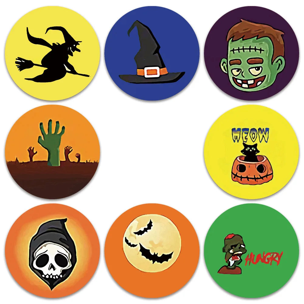 100-500pcs Halloween Stickers 1inch Self Adhesive Label Paper Candy Bags Stickers Package Seal Gift Packaging Sealing Crafts (Online Order Only)