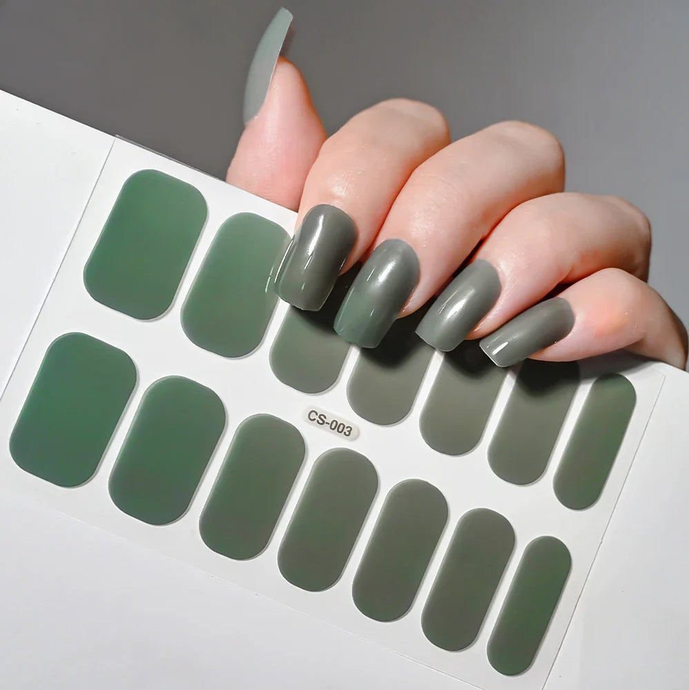 14Tips Solid Color Stickers Nail Art Supplies European & American Simple Decals Oil Film Decals Press on Nails Stickers Designer (ONLINE ORDER ONLY)