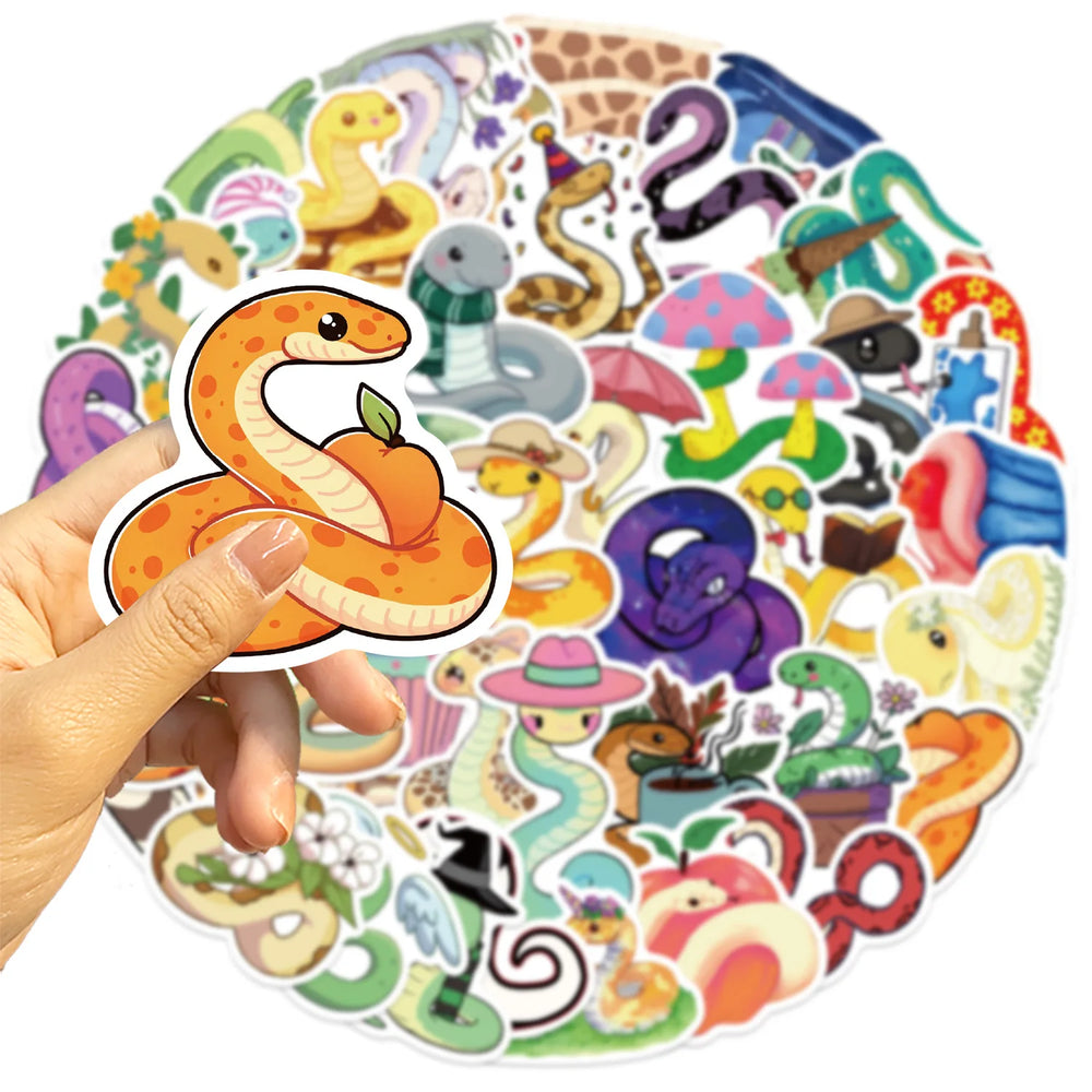 Snake Cartoon Stickers Pack - Animal Meme Decals for Laptop, Phone, Guitar, Skateboard, Fridge, Scrapbook (ONLINE ORDER ONLY)