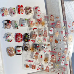 Santa's Hat Candy Santa Claus Christmas Tree Bell Elk 5D Self Adhesive Nail Art Stickers Button Snowflake Cherry Manicure Decals (ONLINE ORDER ONLY)