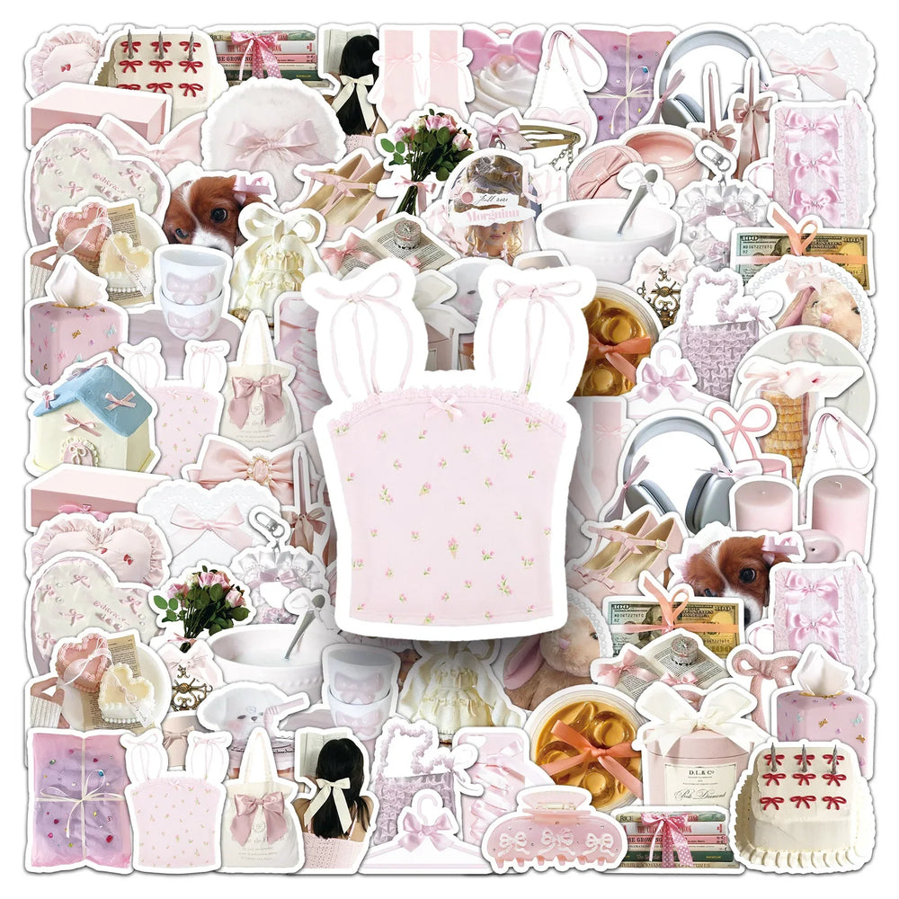 Bow Tie Ballet Girl Heart Pink Stickers for Phone Laptop Luggage Skateboard Decals (Online Order Only)