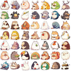 10/30/50PCS Animal Eating PVC Sticky Sticker Aesthetic Children's Korean Stationery DIY Decoration Scrapbooking School Supplies (Online Order Only)