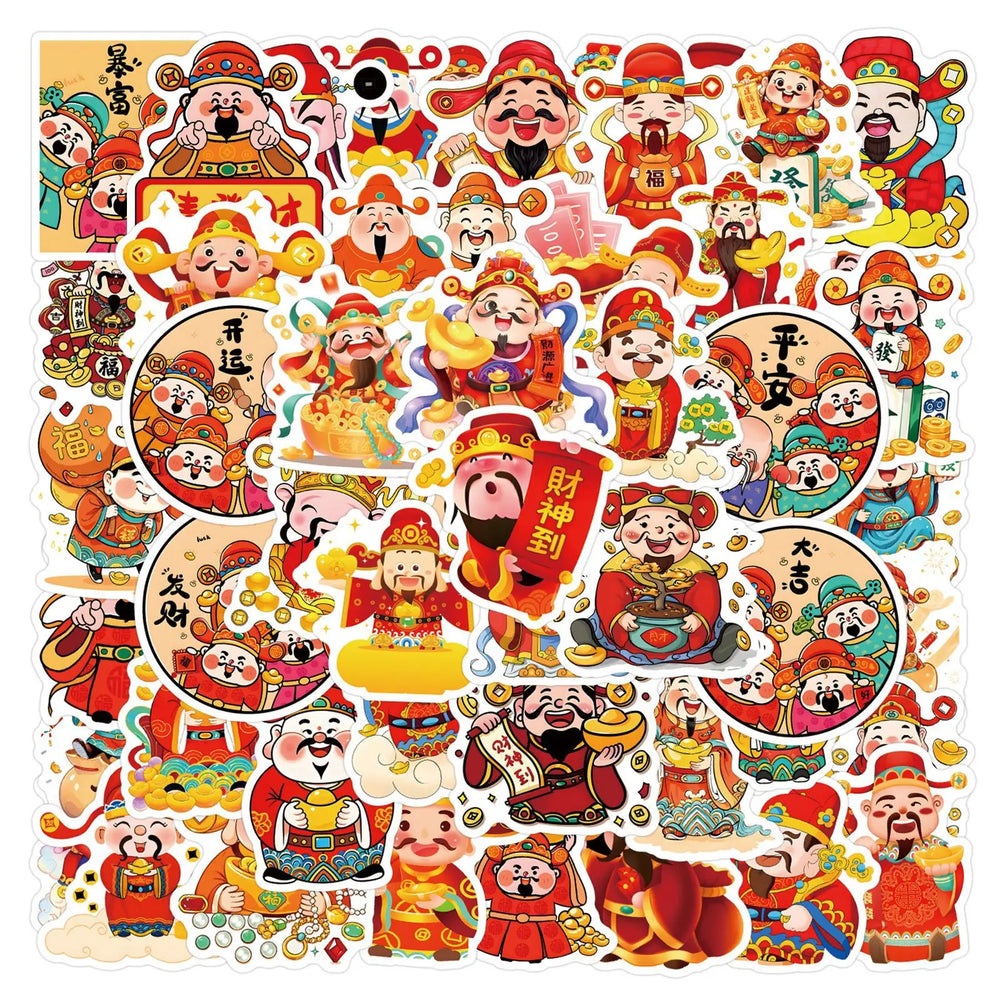 Chinese God of Wealth Graffiti Stickers Decal Set for Laptop Phone Guitar Helmet Skateboard Fridge Cup Car (ONLINE ORDER ONLY)