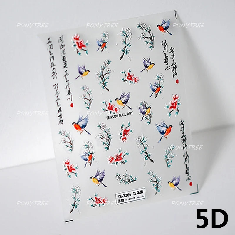 Graceful Peach Blossom Blessing Sachet Pretty Buckle Tassels Pendant Antique Radiant Adhesive Nail Art Stickers Manicure Decals (ONLINE ORDER ONLY)