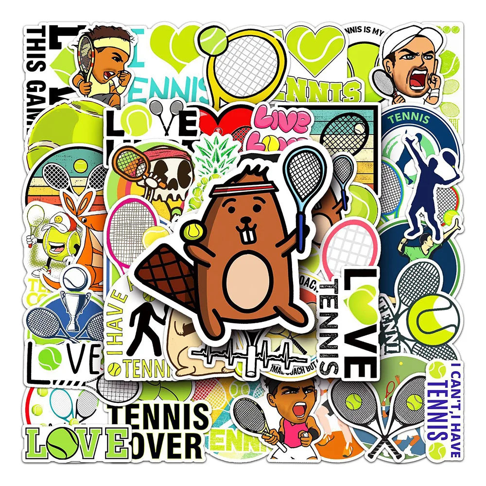 10/30/50PCS Love Tennis Cartoon Sports Sticker Graffiti Travel Luggage Fridge Laptop Waterproof Cool Sticker Decal (ONLINE ORDER ONLY)