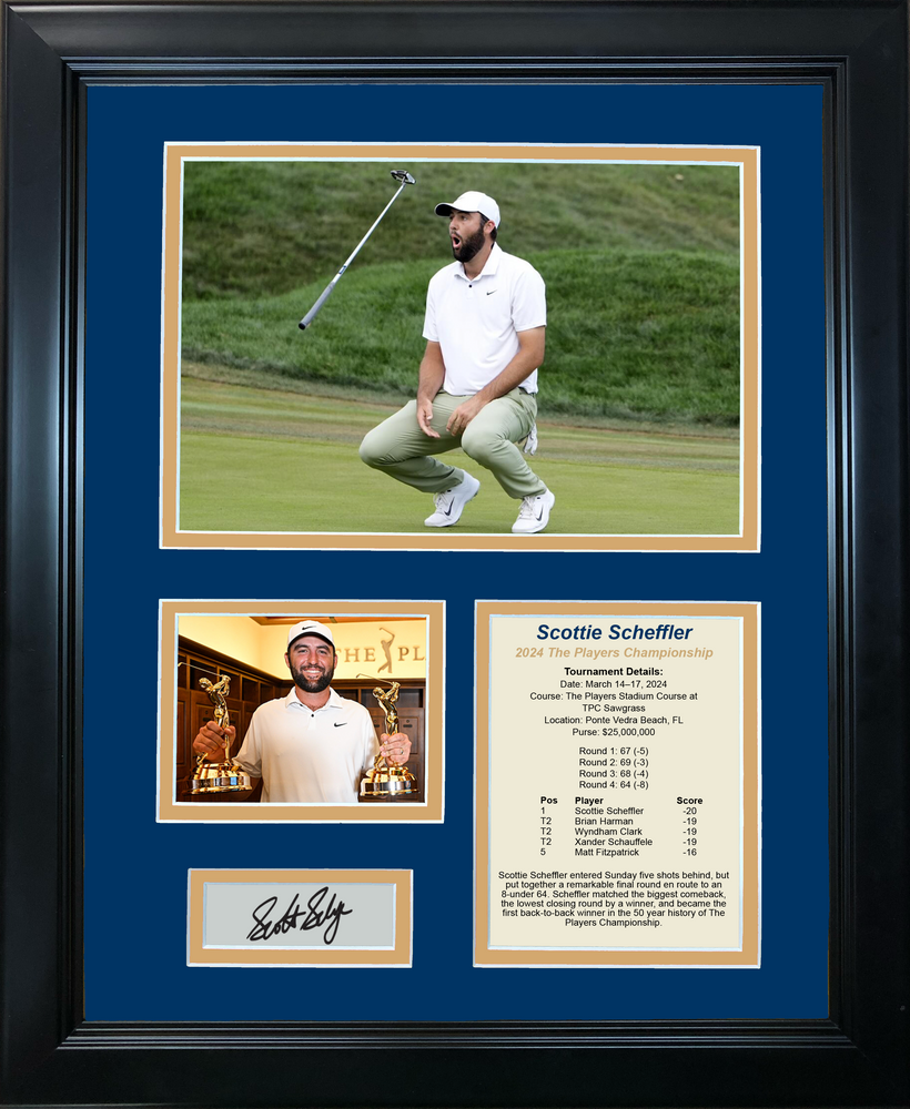 Framed Scottie Scheffler 2024 The Players Championship at TPC Sawgrass PGA Tour Facsimile Laser Engraved Signature Auto 11"x14" Golf Photo Sig Collage (ONLINE ORDER ONLY)