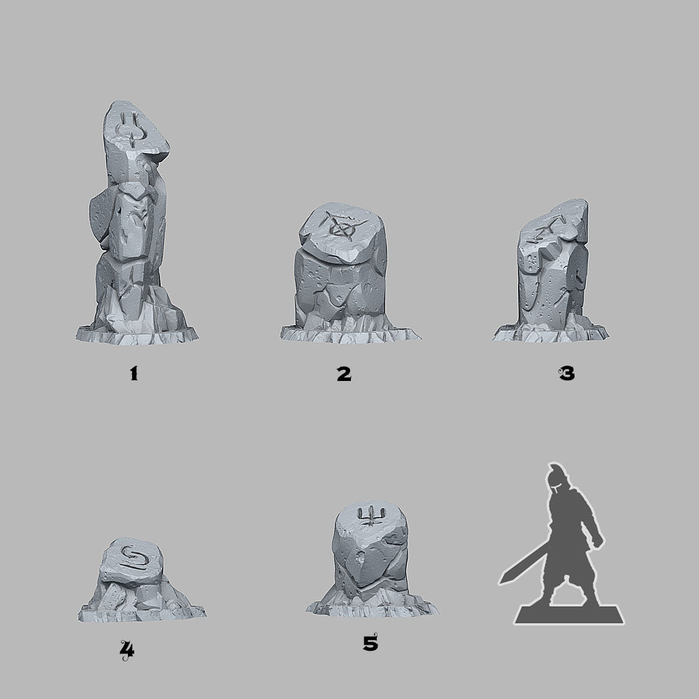 3D Printed Fantastic Plants and Rocks Sci Fi Glyph Stones 328mm - 32mm D&D Wargaming (Online Only)