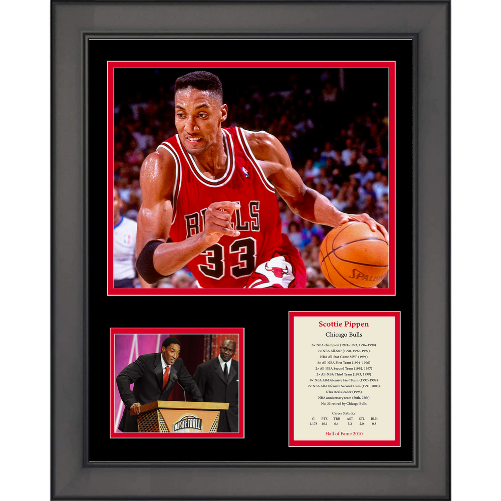 Framed Scottie Pippen Hall of Fame Chicago Bulls Basketball 11"x14"Three Photo Collage (ONLINE ORDER ONLY)