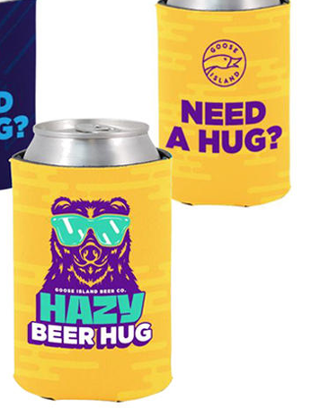Hazy Beer Hug Beer AB Cooler Fits 12 oz Aluminum Can Coozie Yellow (Online Only)