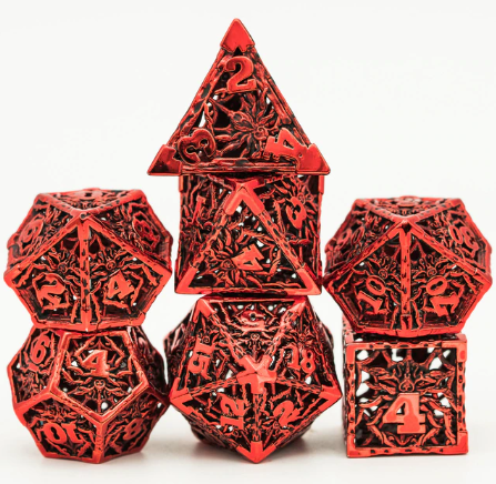 Hollow Metal 7 Pieces Polyhedral Spider Web Theme Dice Set (Online Order Only)