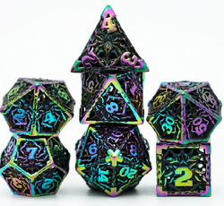 Hollow Metal 7 Pieces Polyhedral Spider Web Theme Dice Set (Online Order Only)