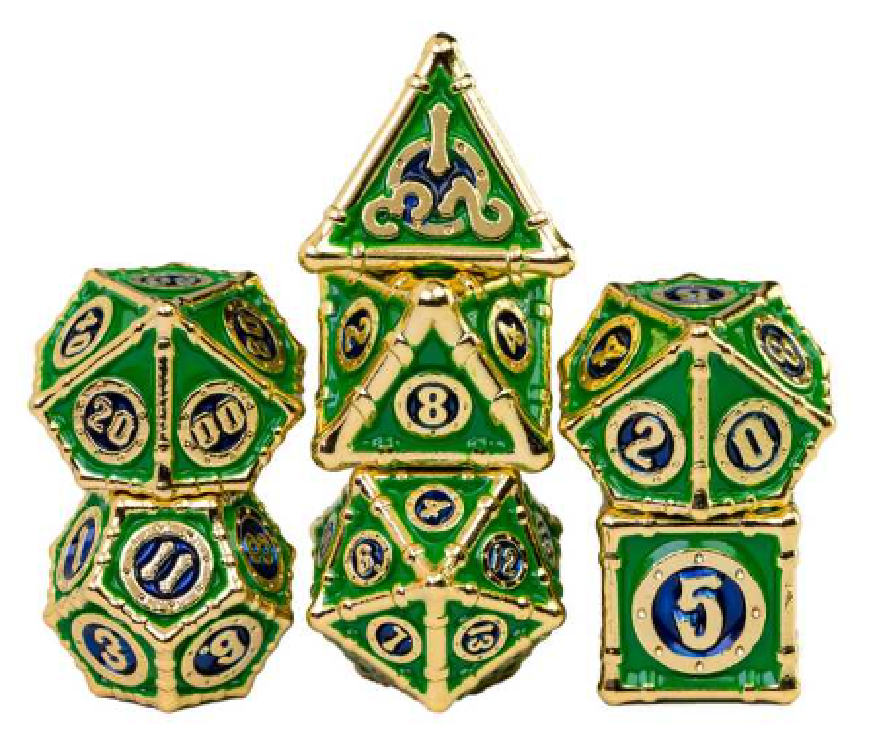 Metal Bamboo Themed 7 Piece Dice Set (Online Order Only)