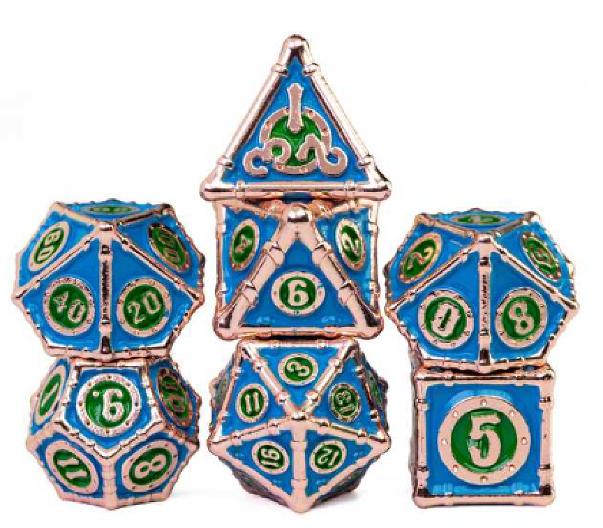 Metal Bamboo Themed 7 Piece Dice Set (Online Order Only)
