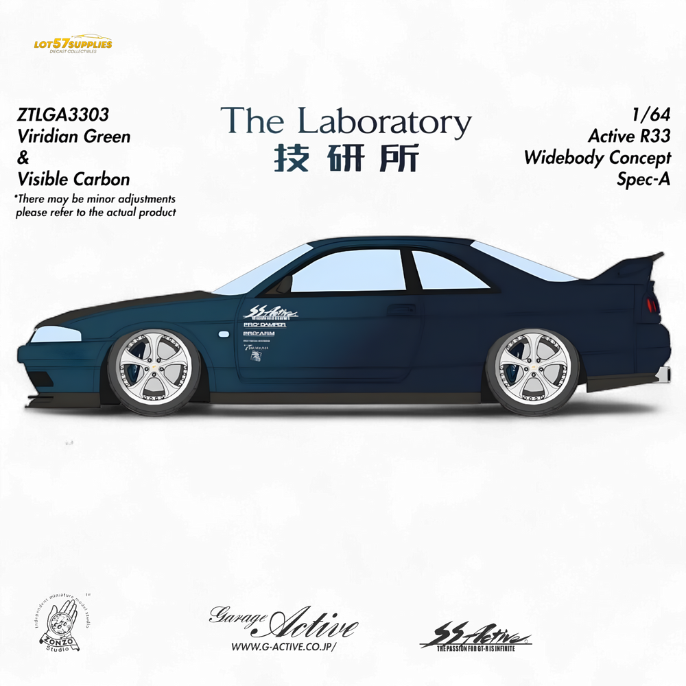 (Pre-Order) The Laboratory x ZONZO Nissan R33 Widebody Concept Spec-A - Navy Blue/Viridian Green 1/64 (ONLINE ORDER ONLY)