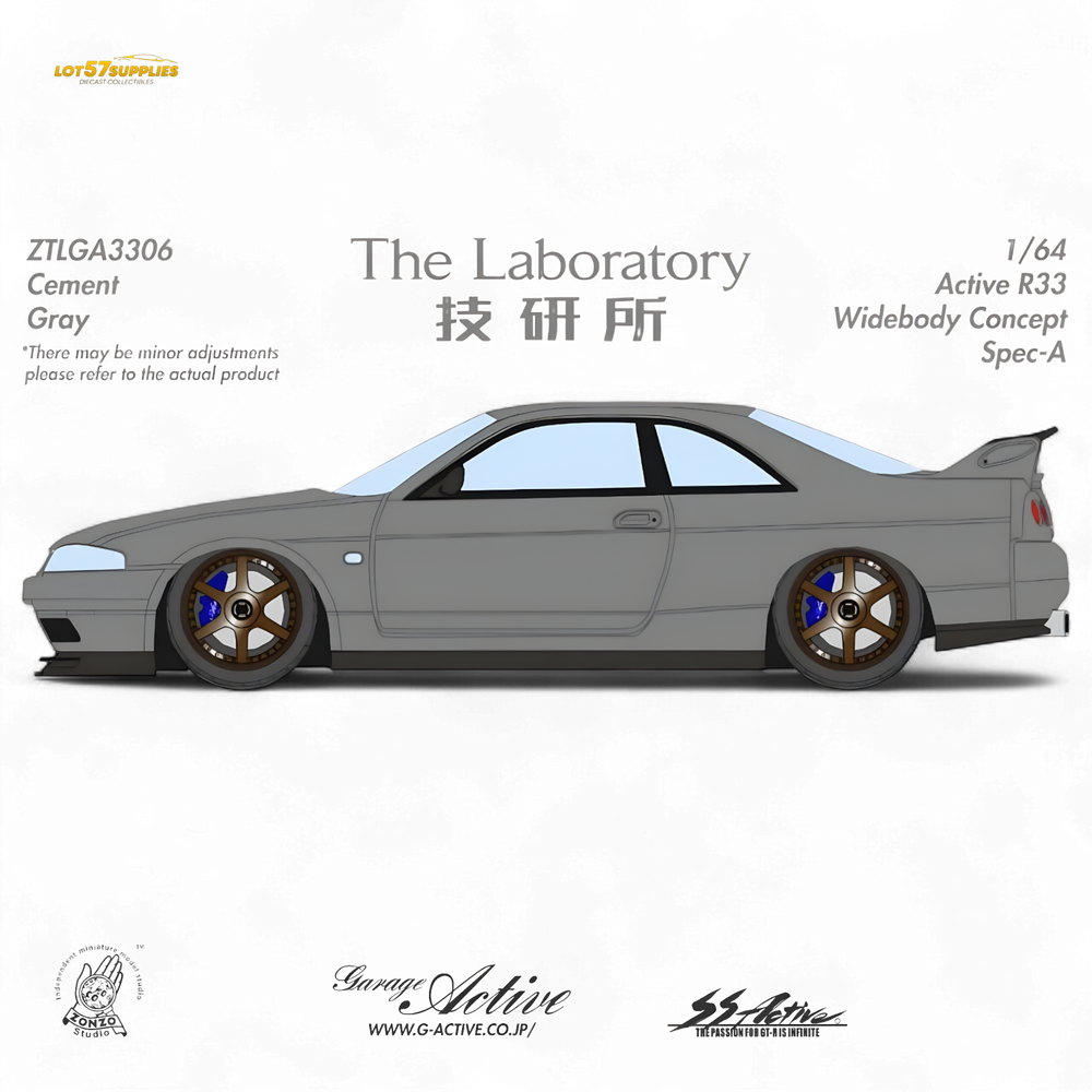 (Pre-Order) The Laboratory x ZONZO Nissan R33 Widebody Concept Spec-A - Cement Gray 1/64 (ONLINE ORDER ONLY)