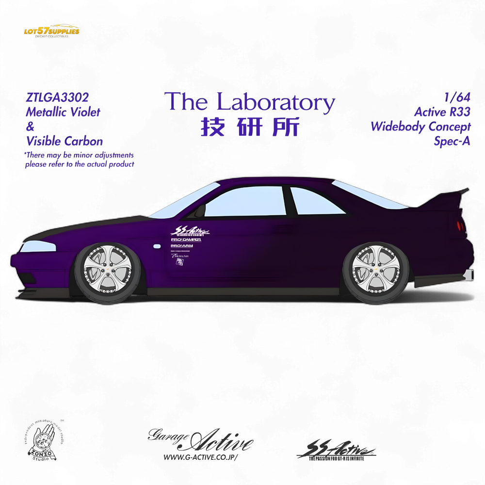 (Pre-Order) The Laboratory x ZONZO Nissan R33 Widebody Concept Spec-A - Metallic Purple 1/64 (ONLINE ORDER ONLY)