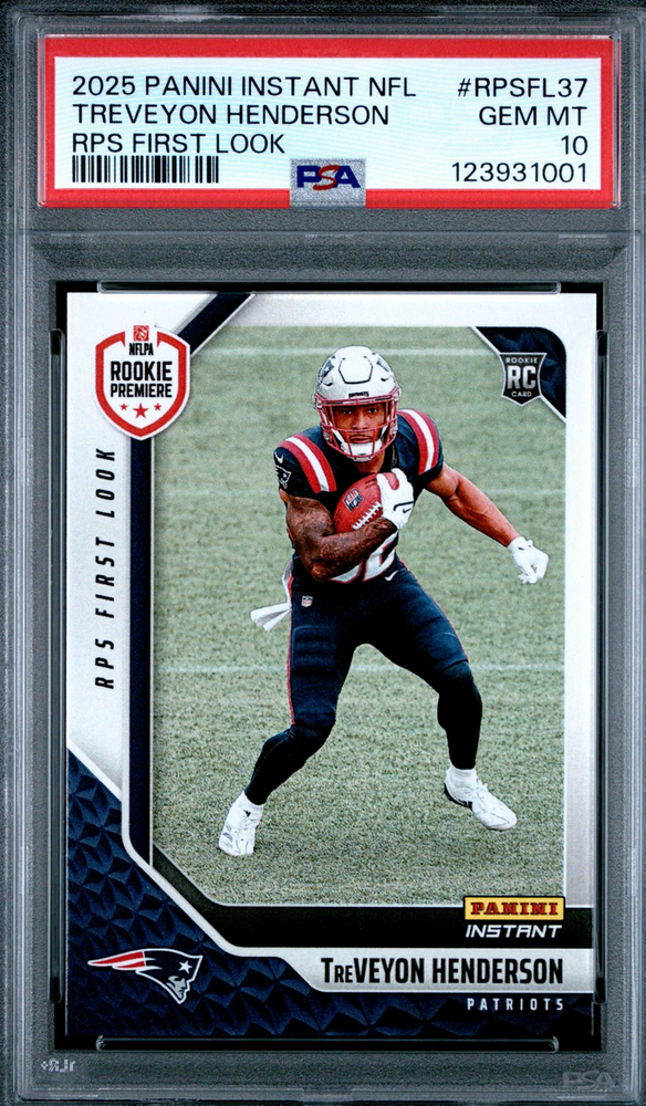 Graded 2025 Panini Instant TreVeyon Henderson #RPSFL37 RPS First Look Rookie RC Football Card PSA 10 Gem Mint