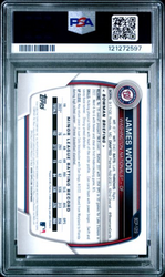 Graded 2023 Topps Bowman James Wood #BCP129 Chrome Prospects Rookie RC Baseball Card PSA 10 Gem Mint