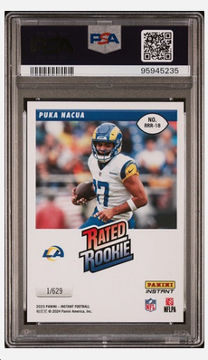 Graded 2023 Panini Instant Puka Nacua #RRR18 Rated Rookie Retro /629 Rookie RC Football Card PSA 10 Gem Mint (ONLINE ORDER ONLY)