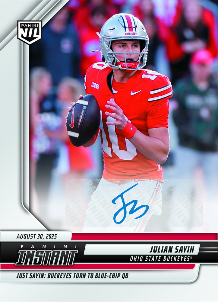 2025 Panini Instant Julian Sayin #JSA Auto /99 Ohio State Buckeyes Rookie RC Football Card (ONLINE ORDER ONLY)