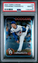 Graded 2024 Topps Chrome Yoshinobu Yamamoto #18 Rookie RC Baseball Card PSA 10 Gem Mint