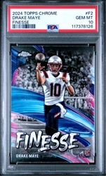 Graded 2024 Topps Chrome Drake Maye #F2 Finesse Rookie RC Football Card PSA 10 Gem Mint