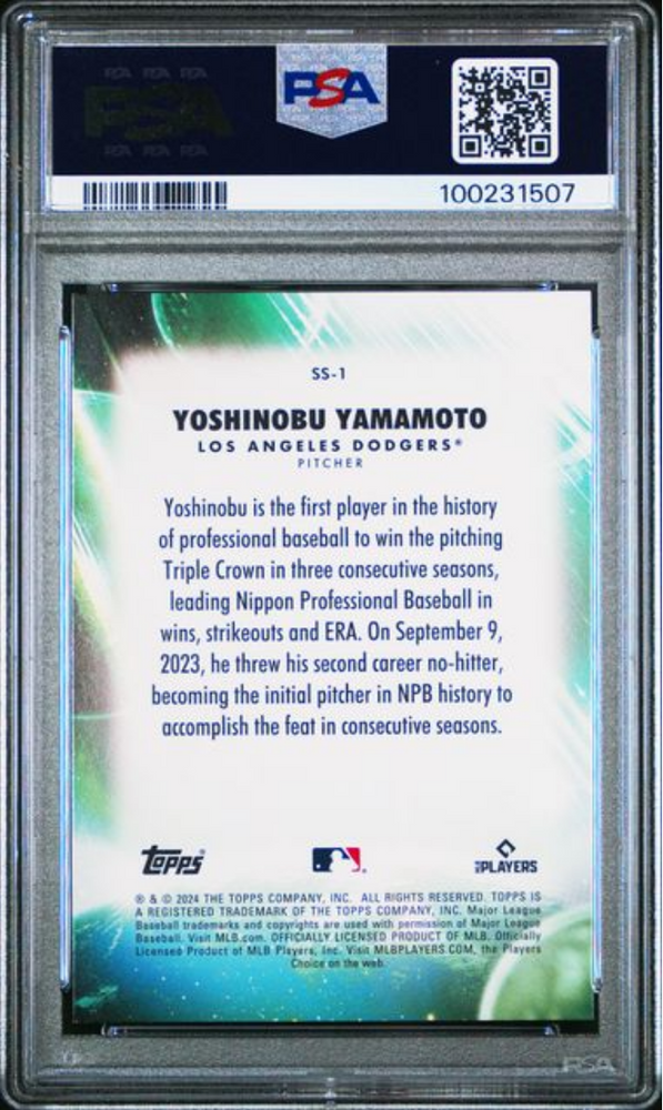 Graded 2024 Topps Update Yoshinobu Yamamoto #SS1 Stratospheric Stars Rookie RC Baseball Card PSA 10 Gem Mint