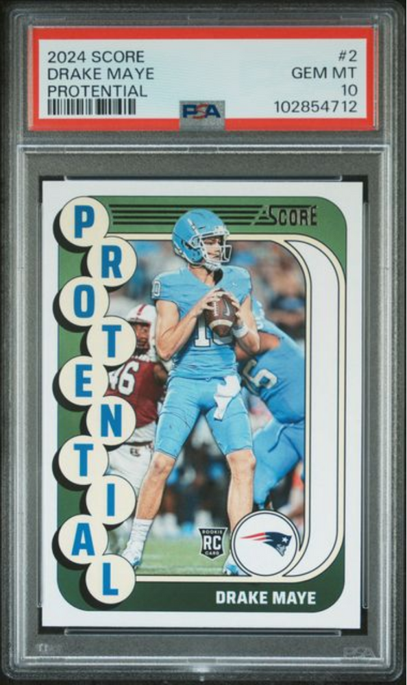 Graded 2024 Panini Score Drake Maye #2 Protential Rookie RC Football Card PSA 10 Gem Mint (ONLINE ORDER ONLY)