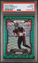 Graded 2023 Panini Prizm Bijan Robinson #305 Green Wave Rookie RC Football Card PSA 10 Gem Mint (ONLINE ORDER ONLY)