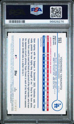 Graded 2024 Topps Yoshinobu Yamamoto #553 Green Foil /499 Rookie RC Baseball Card PSA 10 Gem Mint