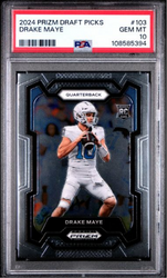 Graded 2024 Panini Prizm Draft Picks Drake Maye #103 Rookie RC Football Card PSA 10 Gem Mint (ONLINE ORDER ONLY)