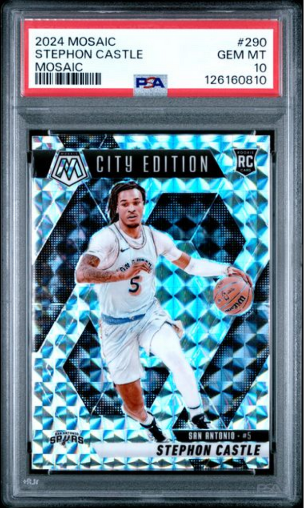 Graded 2024 Panini Mosaic Stephon Castle #290 Mosaic Rookie RC Basketball Card PSA 10 Gem Mint (ONLINE ORDER ONLY)