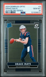 Graded 2024 Panini Donruss Optic Drake Maye #3 2014 Retro Series Rookie RC Football Card PSA 10 Gem Mint