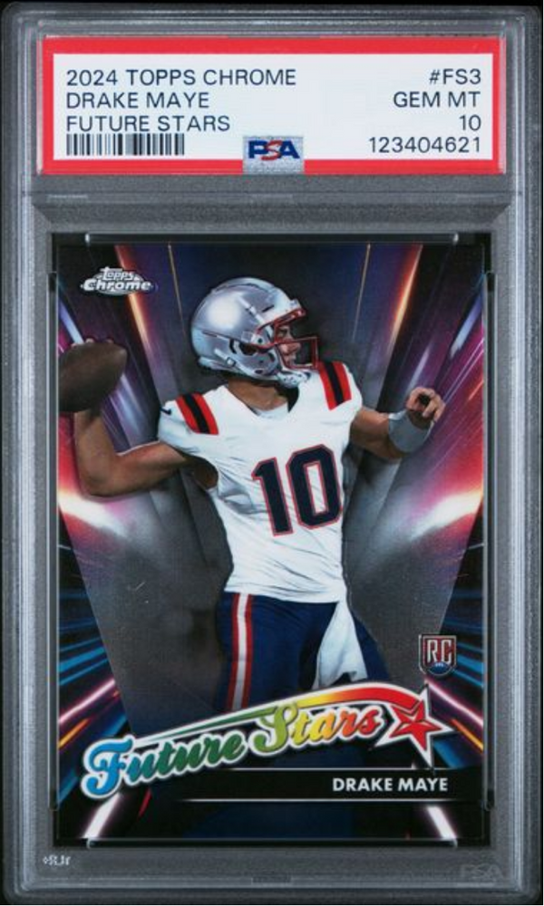 Graded 2024 Topps Chrome Drake Maye #FS3 Future Stars Rookie RC Football Card PSA 10 Gem Mint