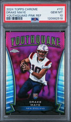 Graded 2024 Topps Chrome Drake Maye #Y2 Youthquake Pink Refractor Rookie RC Football Card PSA 10 Gem Mint (ONLINE ORDER ONLY)
