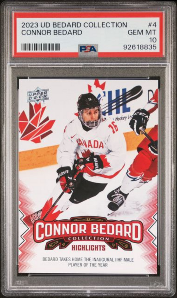 Graded 2023 Upper Deck Bedard Collection Connor Bedard #4 Rookie RC Hockey Card PSA 10 Gem Mint (ONLINE ORDER ONLY)