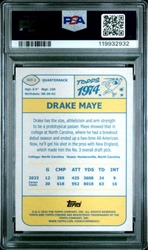 Graded 2024 Topps Chrome Drake Maye #74TF3 1974 Topps Football Rookie RC Football Card PSA 10 Gem Mint (ONLINE ORDER ONLY)
