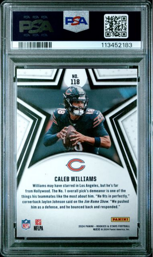 Graded 2024 Panini Rookies & Stars Caleb Williams #118 Rookie RC Football Card PSA 10 Gem Mint