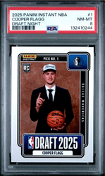 Graded 2025 Panini Instant Cooper Flagg #1 Draft Night Rookie RC Basketball Card PSA 8 Near Mint