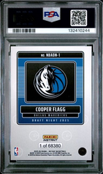 Graded 2025 Panini Instant Cooper Flagg #1 Draft Night Rookie RC Basketball Card PSA 8 Near Mint