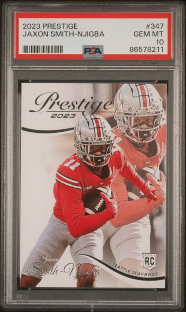Graded 2023 Panini Prestige Jaxon Smith-Njigba #347 Rookie RC Football Card PSA 10 Gem Mint