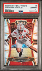 Graded 2023 Panini Select Draft Picks Jaxon Smith-Njigba #7 Silver Rookie RC Football Card PSA 10 Gem Mint