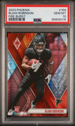 Graded 2023 Panini Phoenix Bijan Robinson #104 Fire Burst /340 Rookie RC Football Card PSA 10 Gem Mint