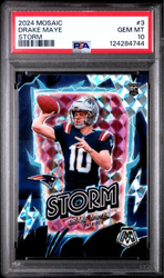 Graded 2024 Panini Mosaic Drake Maye #3 Storm Rookie RC Football Card PSA 10 Gem Mint
