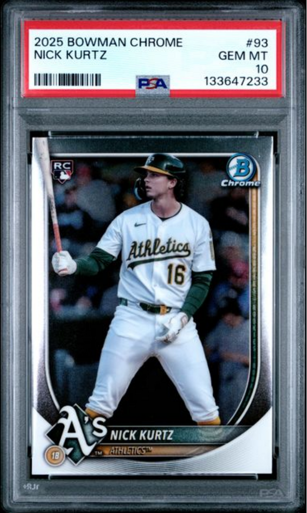 Graded 2025 Topps Bowman Chrome Nick Kurtz #93 Rookie RC Baseball Card PSA 10 Gem Mint