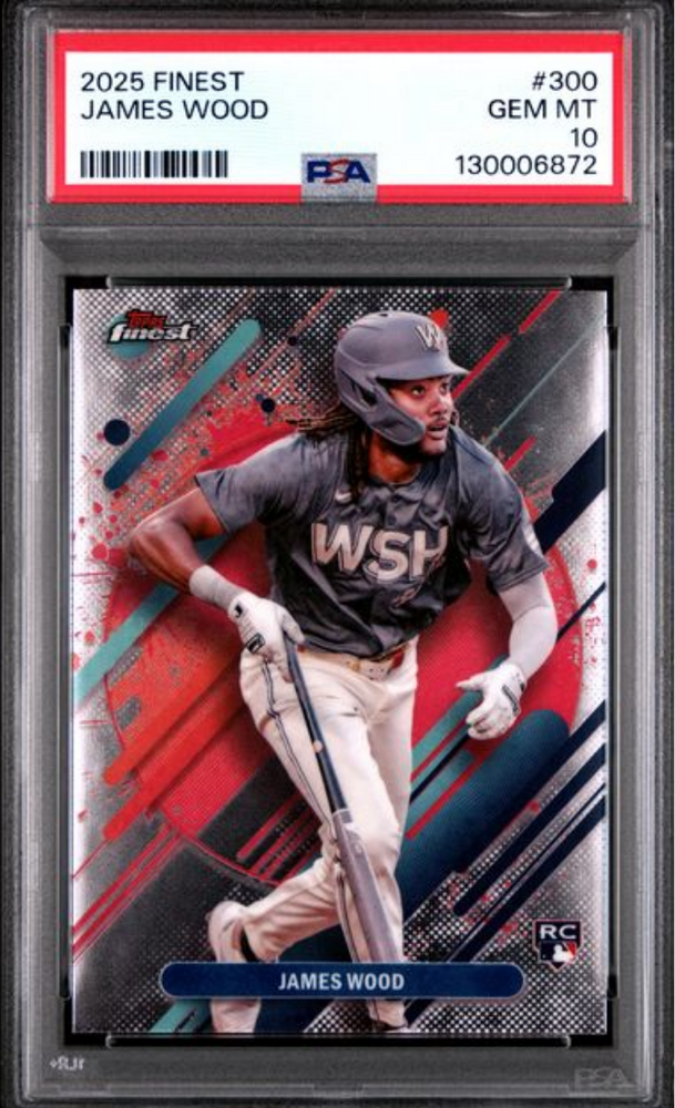 Graded 2025 Topps Finest James Wood #300 Rookie RC Baseball Card PSA 10 Gem Mint