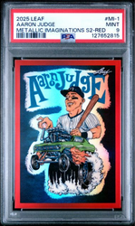 Graded 2025 Leaf Aaron Judge #MI1 Metallic Imaginations Series 2 Red /199 Baseball Card PSA 9 Mint (ONLINE ORDER ONLY)