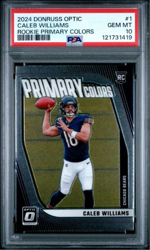 Graded 2024 Panini Donruss Optic Caleb Williams #1 Rookie Primary Colors Rookie RC Football Card PSA 10 Gem Mint